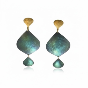 Χειροποίητα σκουλαρίκια τιτάνιο και ασήμι 925 επιχρυσωμένο