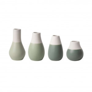 Μίνι Βάζα Πορσελάνης Pastels Green Σετ 4 τεμαχίων