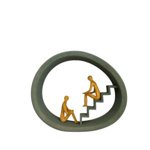 Χειροποίητο κεραμικό δύο φιγούρες σε σκάλα