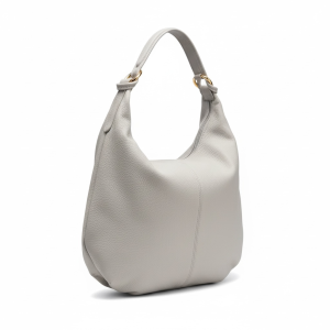 Χειροποίητη δερμάτινη τσάντα σε γκρι ανοιχτό χρώμα