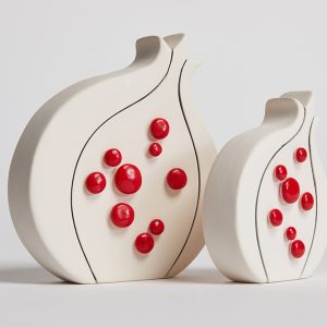 Χειροποίητο κεραμικό ρόδι πλακέ