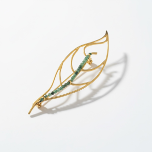 Χειροποίητη καρφίτσα φύλλο με ημιπολύτιμες πέτρες