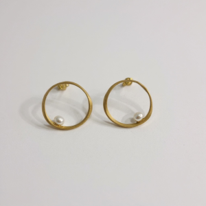 Χειροποίητα σκουλαρίκια κύκλος με μαργαριτάρια