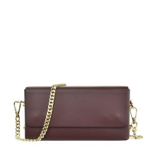 Δερμάτινη τσάντα ώμου/χιαστί με χρυσή αλυσίδα